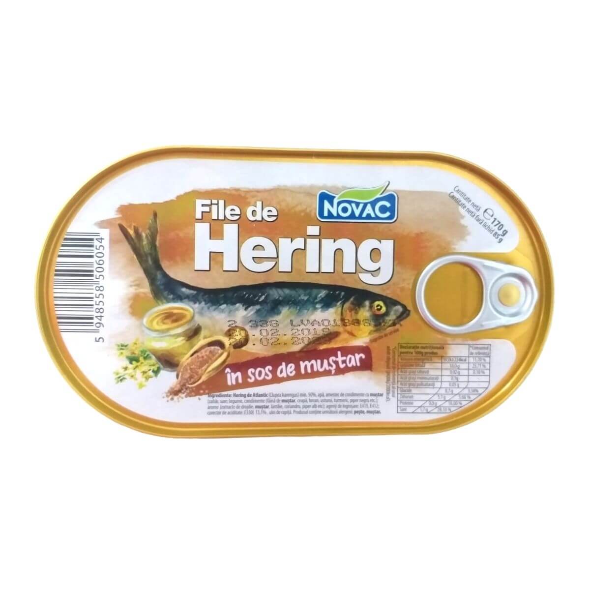 Novac File de Hering in sos de mustar, 170 g