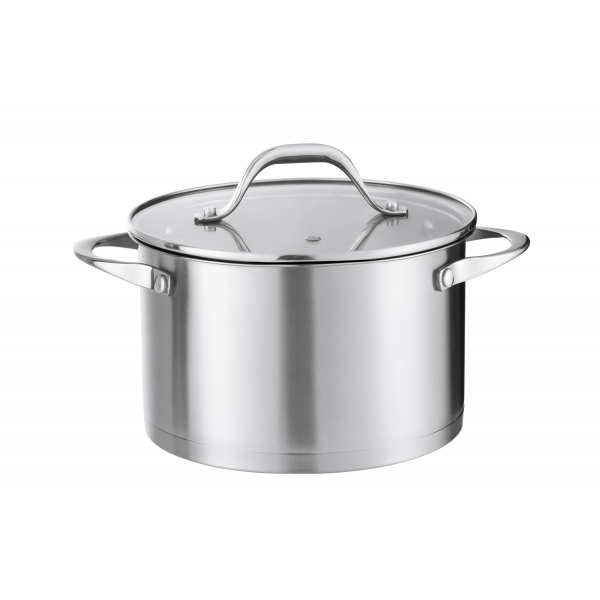 Oala din inox cu capac de sticla, capacitate 3L, Zilan