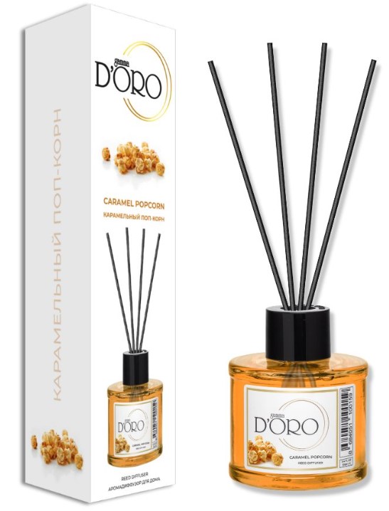 Odorizant camera cu betisoare aroma de Caramel Popcorn, 120 ml gamma D\'ORO