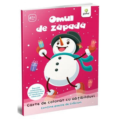 Omul de zapada. Carte de colorat cu abtibilduri. Contine poezie de Craciun