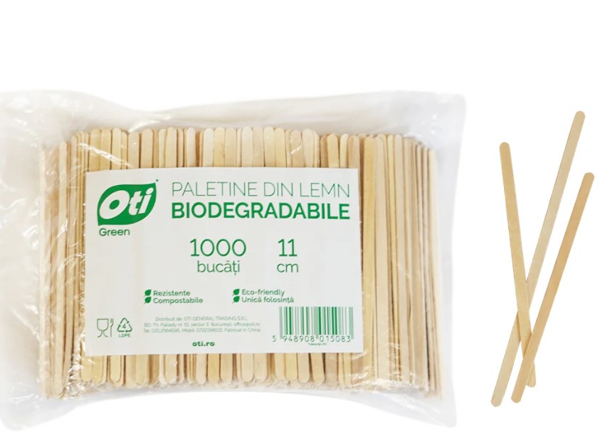 PALETE CAFEA LEMN BIODEGRADABILE 11CM 1000BUC/SET