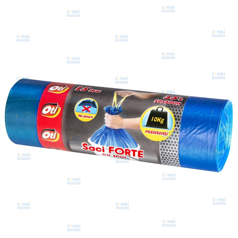 OTI SACI MENAJ FORTE CU SNUR 35L 50X60CM 15BUC/ROLA 021283