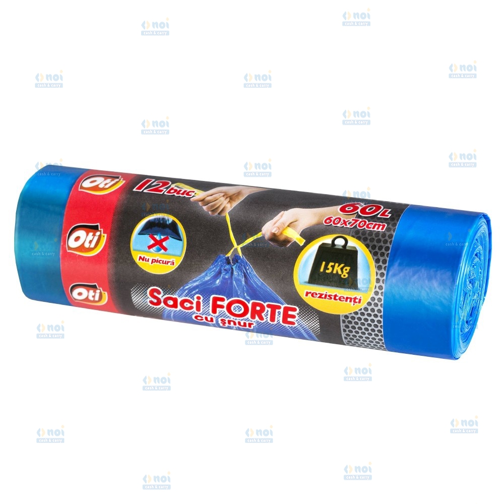 OTI SACI MENAJ FORTE CU SNUR 60L 60X70CM 12BUC/ROLA 021284