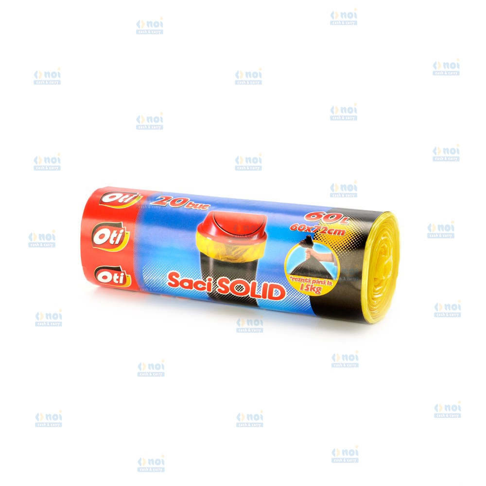 OTI SACI MENAJ SOLID 60L XL GALBEN 60X72CM 20BUC/ROLA 020966