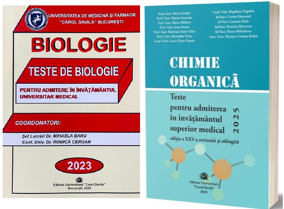 Pachet de teste Chimie organica si Biologie pentru admiterea in invatamantul superior medical 2025