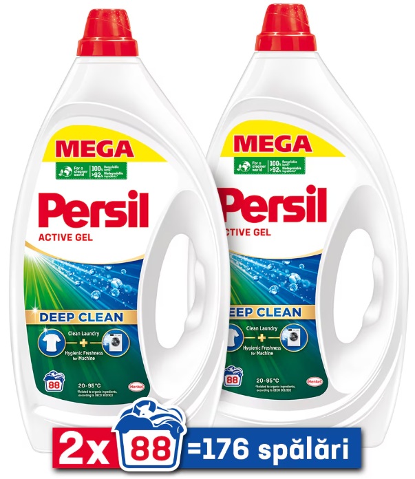 Pachet 2 x Detergent de rufe lichid Persil Deep Clean Regular , 88 spalari, 3,96 L