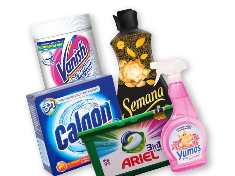 Pachet Detergent pentru haine/rufe: Detergent Ariel Lichid 3 IN 1, Tablete anticalcar Calgon, Balsam de rufe Semana