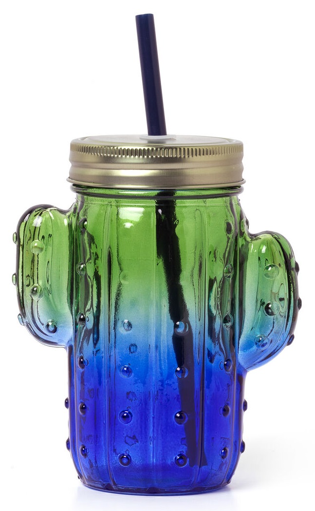 Pahar cu pai Cheers Cactus Verde 350 ml Legami