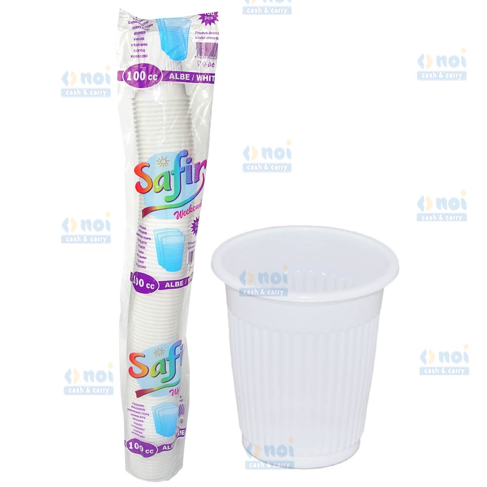 PAHAR PLASTIC ALB 100ML 100 BUC/SET