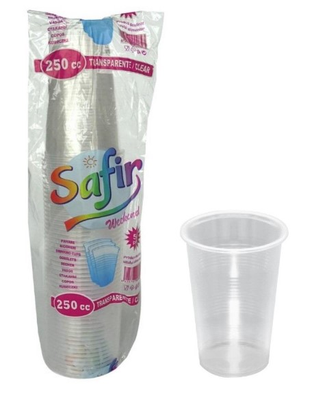 PAHAR PLASTIC TRANSPARENT 250ML 50 BUC/SET