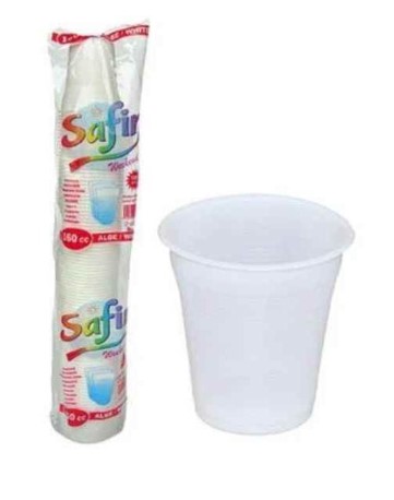 PAHAR PLASTIC ALB 160ML 100 BUC/SET