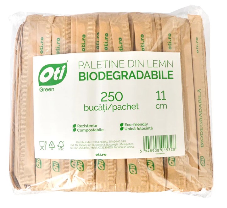 PALETE CAFEA LEMN BIODEGRADABILE A.I. 11CM 250BUC/SET