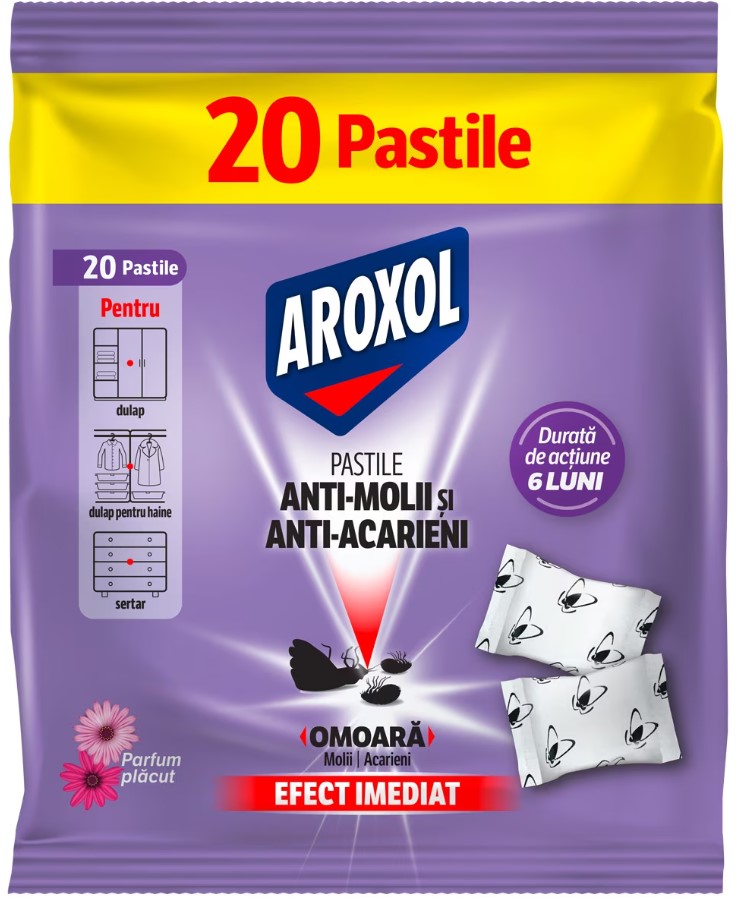 Pastile anti-molii si anti-acarieni, 20 buc, Aroxol