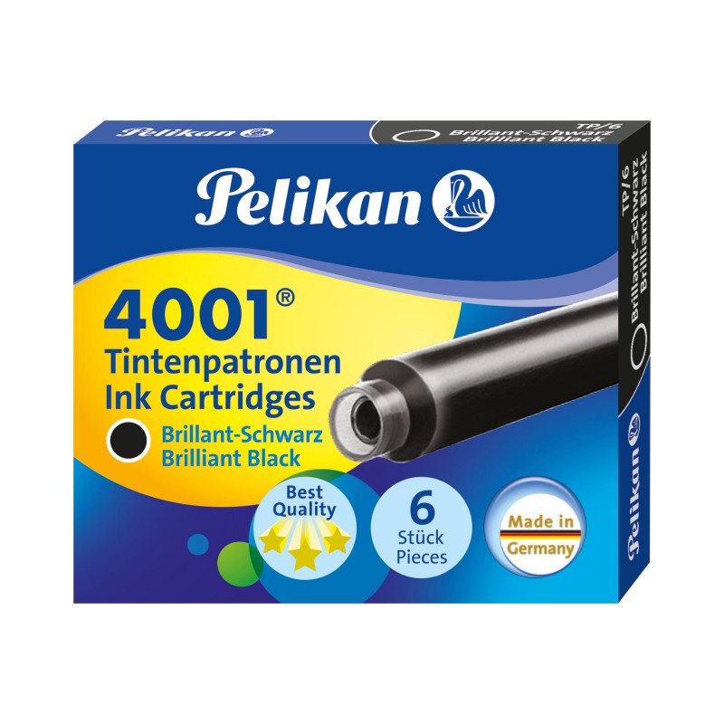 Patroane cerneala scurte (rezerve) Pelikan 4001 301218, cerneala neagra, set 6 buc