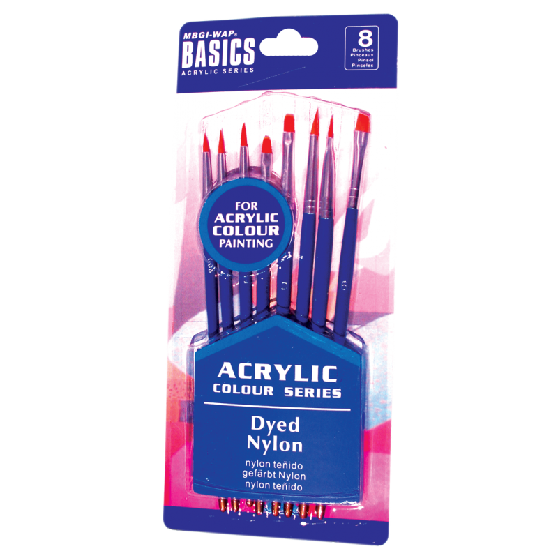 Pensula Magi-Wap BREA0813B, varf nylon rotund, lat, lat oblic, pictura cu culori acrilice, set 8 buc