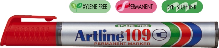 Permanent marker ARTLINE 109, corp plastic, varf tesit 2.0-5.0mm - rosu
