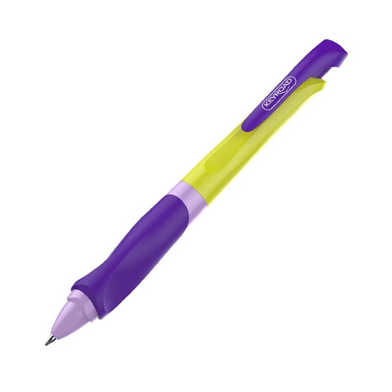 Pix cu bila Keyroad Easy Writer KR971586, 1.0mm, cu mecanism, ergonomic, corp mat diverse culori, grip cauciucat, scris albastru