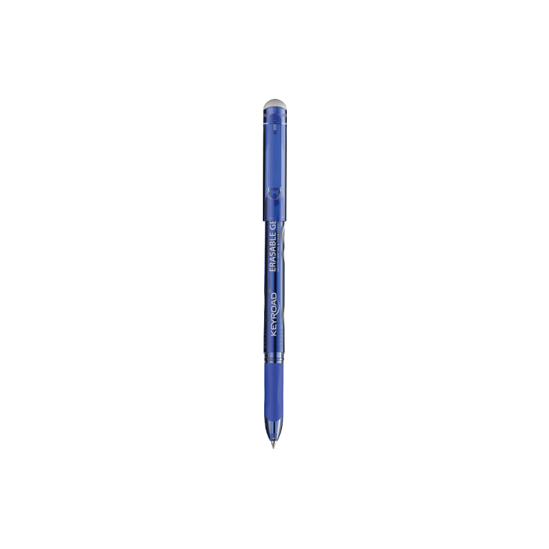 Pix cu gel Keyroad Erasable KR972580, 0.7mm, cu capac, cu guma de sters, corp albastru, grip cauciucat, scris albastru