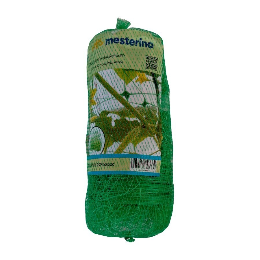 Plasa suport pentru plante din polipropilena MESTERINO PSP1205000, 1.20 m x 50 m, 8 g/mp, verde
