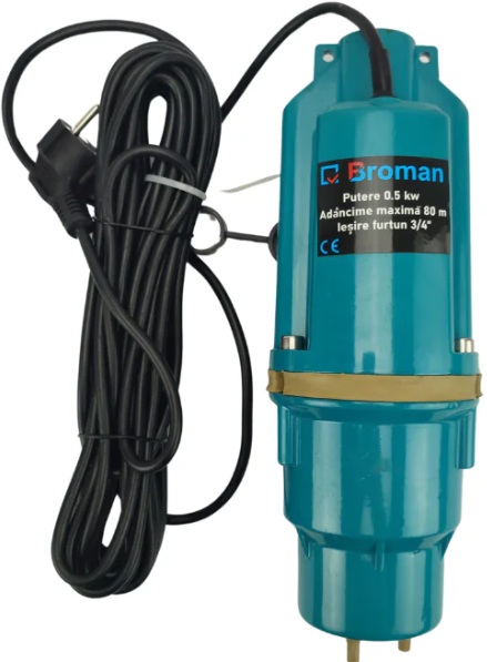 Pompa submersibila pe vibratii Broman, cu tripla absorbtie, 500W, 80m inaltime