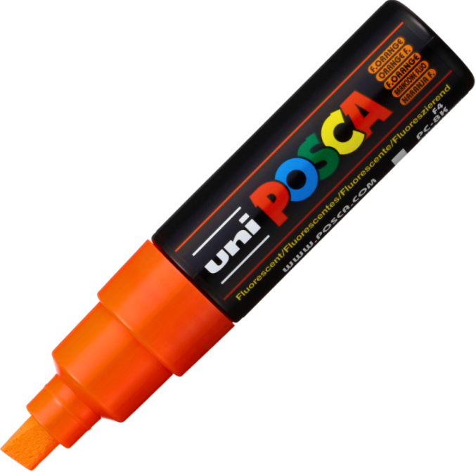 Marker UNI PC-8K 8. 0 mm varf tesit portocaliu fluorescent Posca