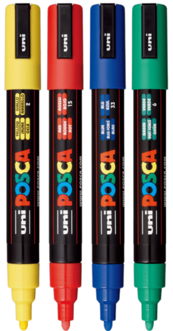 Marker UNI PC-5M 1. 8-2. 5 mm set 4 culori Posca