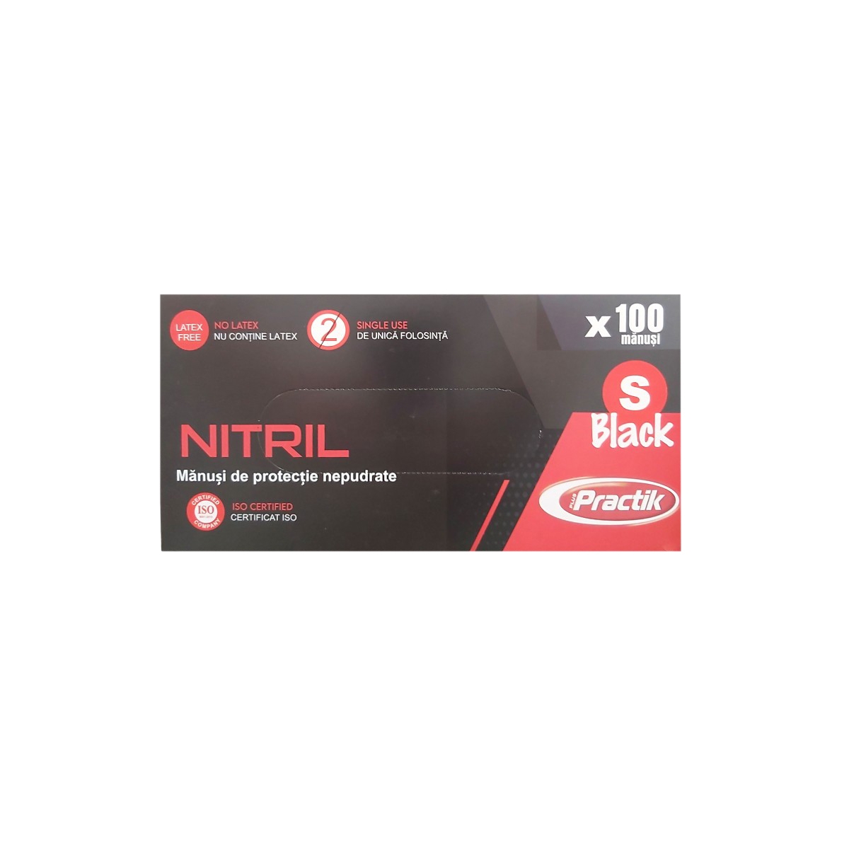 MANUSI NITRIL NEPUDRATE NEGRU S 100BUC/CUTIE