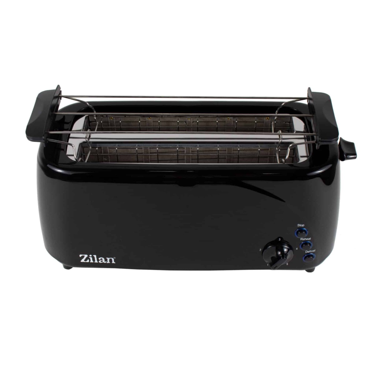 Prajitor de paine cu functie dezghetare, long slot, 4 felii, putere 1400 w, negru, Zilan