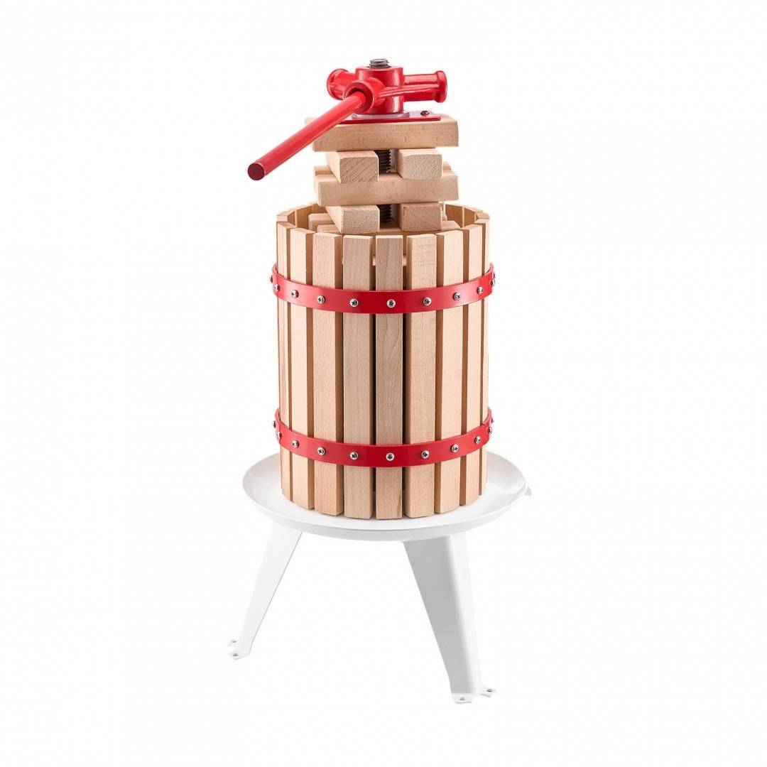 Presa mica pentru struguri si fructe moi, Capacitate 6 l, Otel/Lemn fag, 430x290x575 mm