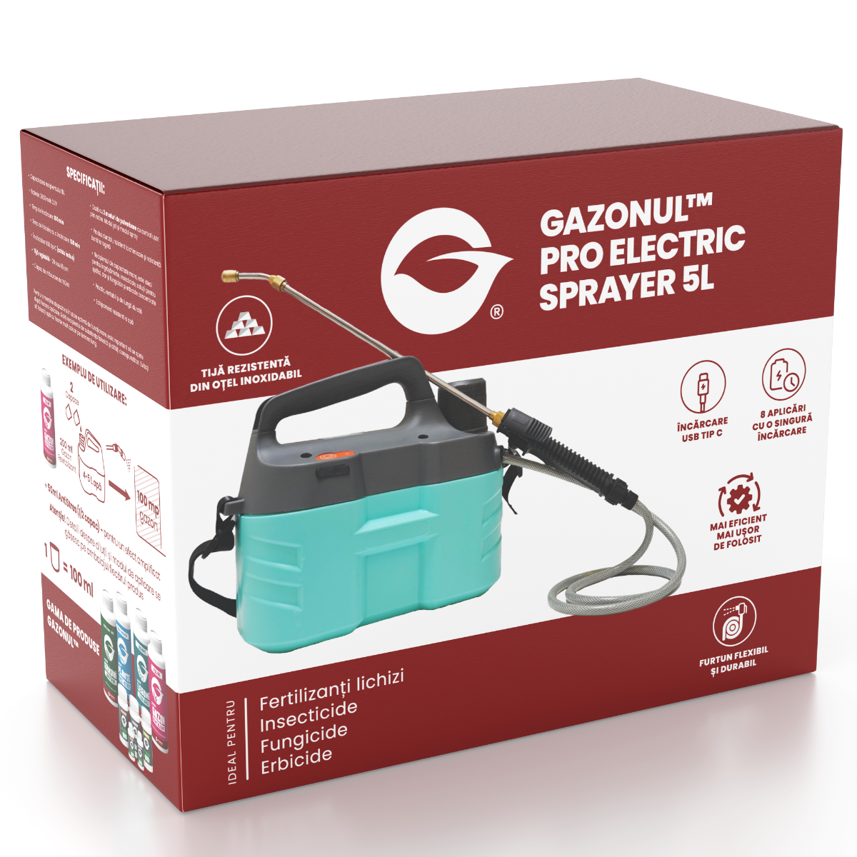 Dispozitiv de imprastiere tip spray Pro Electric Sprayer 5 L, Gazonul