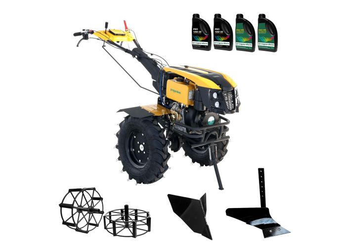 ProGARDEN Pachet Campo 1273 Alpine V2, Motocultor 12CP + Plug simplu+ Plug bilonat/rarita + 2 Roti metalice 540x170 + 4 L Ulei