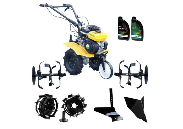 ProGARDEN Pachet Campo 703 Motocultor 7CP+ Plug simplu + Plug bilonat/rarita + 2 roti metalice 350x6 + 2L Ulei