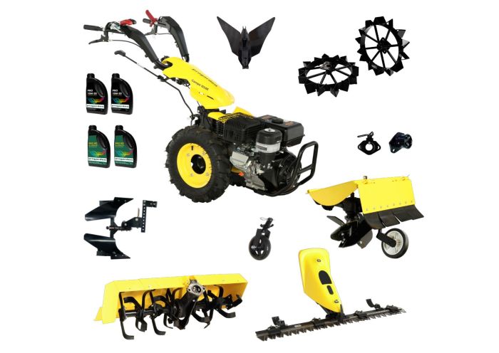 ProGARDEN Pachet Campo U16E Motocultor 14CP + BC120M Bara cosire + 3xPlug + FT90 Freza tractata + 2xRoti metalice RM47 + 2xCuple + 4L Ulei