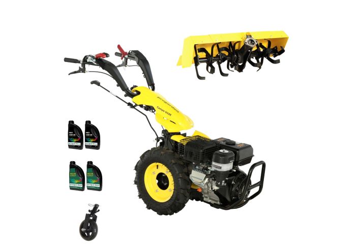 ProGARDEN Pachet Campo U16E Motocultor 14CP + Roata sustinere + Freza tractata FT90 + 4L Ulei