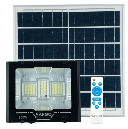 Proiector cu panou solar si telecomanda 200 W 6500 K V-11792 VARGO