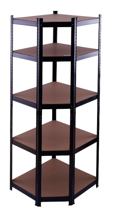 Raft de colț negru 70x45x150 cm pentru depozitare, ROTOR