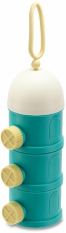 Recipient lapte praf U-Grow, albastru, cu 3 compartimente