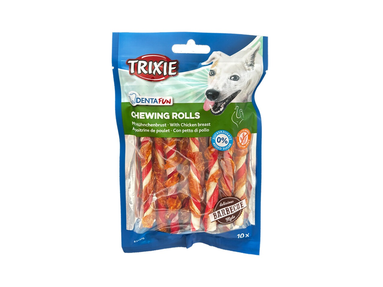 Trixie Recompense Pentru Caini, Denta Fun, Rulouri Cu Pui BBQ, 12 cm, 10 buc/80 g, 31376