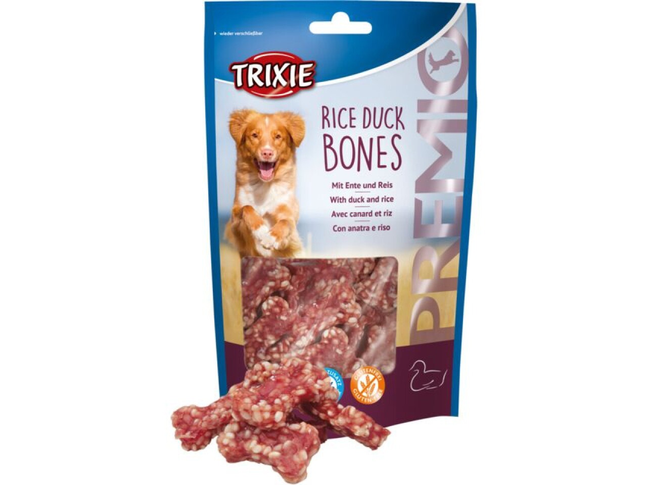 Trixie Recompense Pentru Caini, Premio, Oase Cu Rata Si Orez, 80 g, 31742