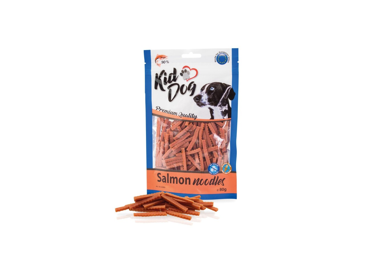 KidDog Recompense Pentru Caini/Pisici, Noodles Cu Somon, 80 g, A04989