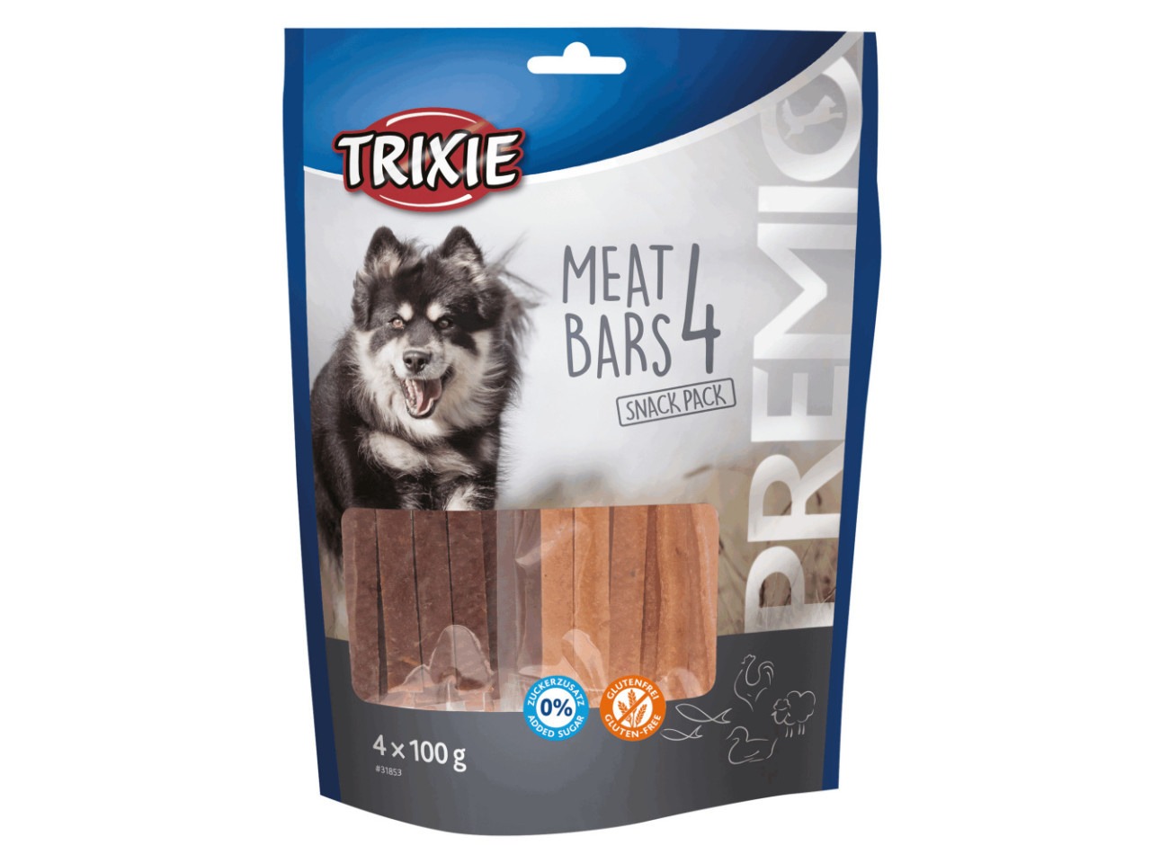 Trixie Recompense Pentru Caini, Premio, Batoane 4 Carni, Cu Pui/Rata/Miel/Somon, 4 x 100 g, 31853