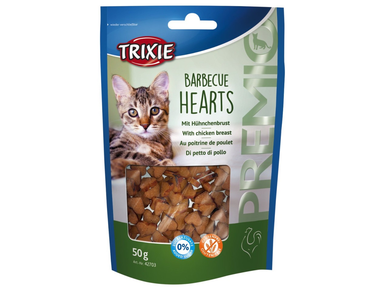 Trixie Recompense Pentru Pisici, Premio, Inimoare Barbecue Cu Pui, 50 g 42703