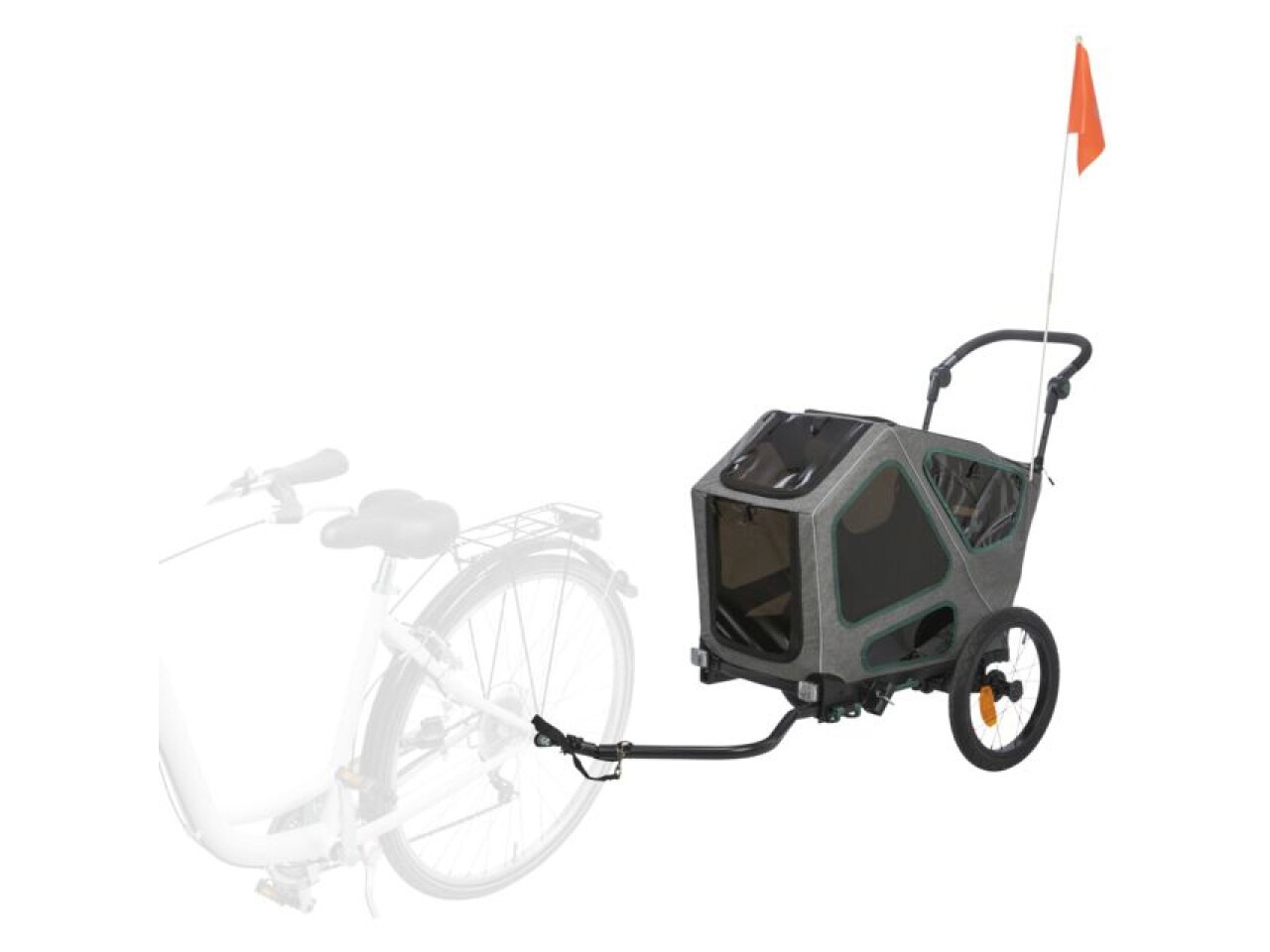 Trixie Remorca pentru Biciclete, S: 64 x 92 x 80 / 130 cm, Pana la 25 kg, Gri, 12800