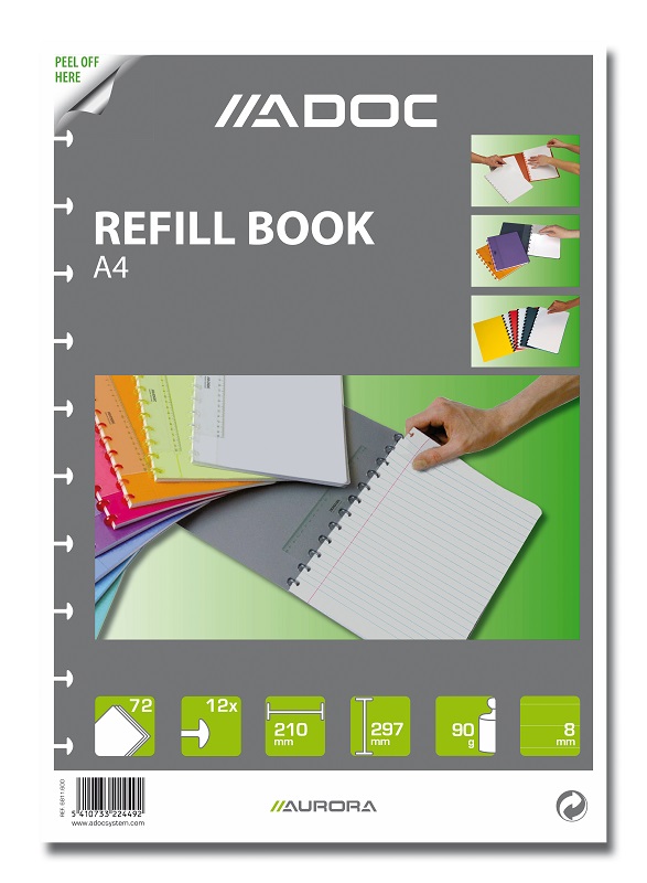 Rezerva caiet A4, 72 file - 90gsm, AURORA Adoc - dictando