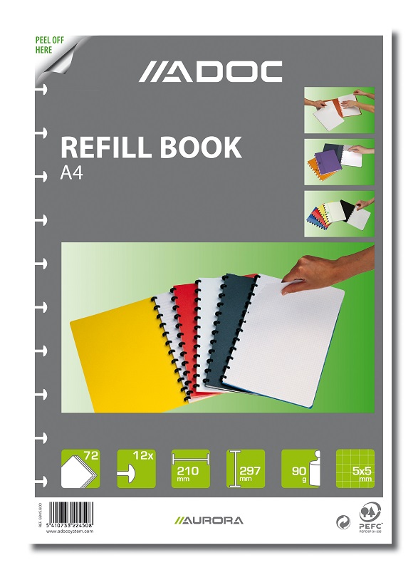 Rezerva caiet A4, 72 file - 90gsm, AURORA Adoc - matematica