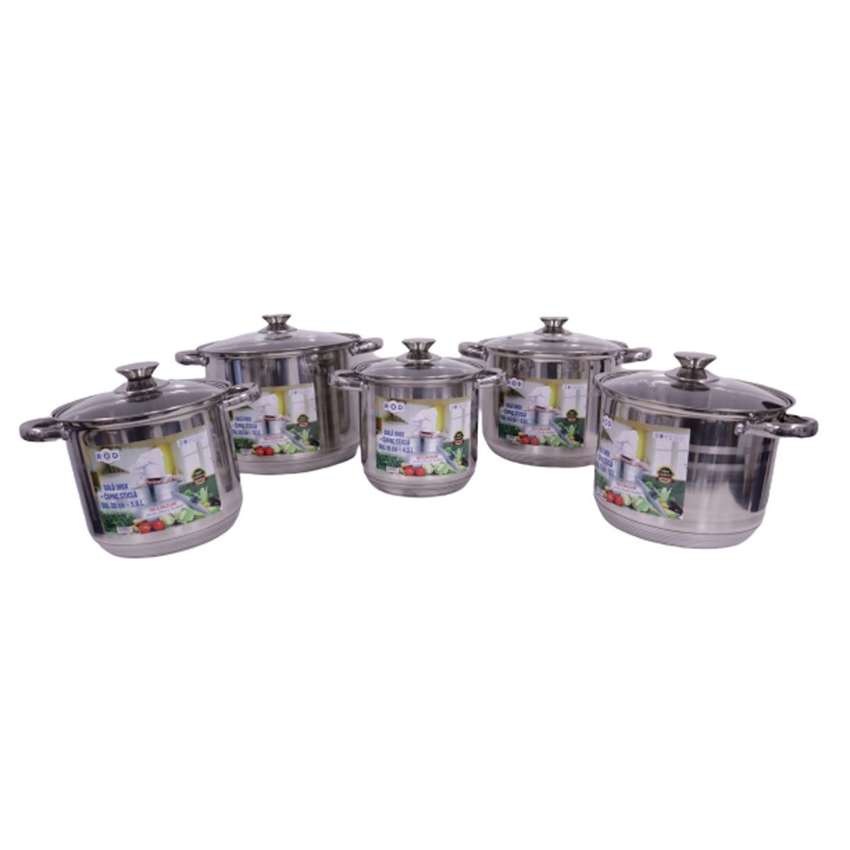 ROD SET OALE INOX CU CAPAC DE STICLA 10PCS