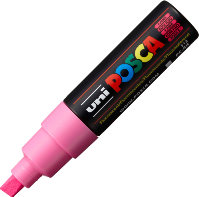 Marker UNI PC-8K 8. 0 mm varf tesit roz fluorescent Posca