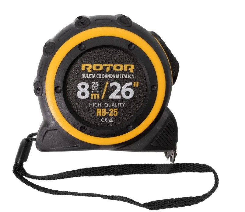 Ruleta 8m x 25mm R8-25, Curea de mana, Auto-blocare,  ROTOR