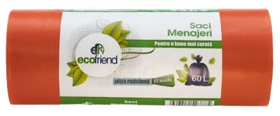 Saci menajeri EcoFriend, 60 litri,15 buc/rola