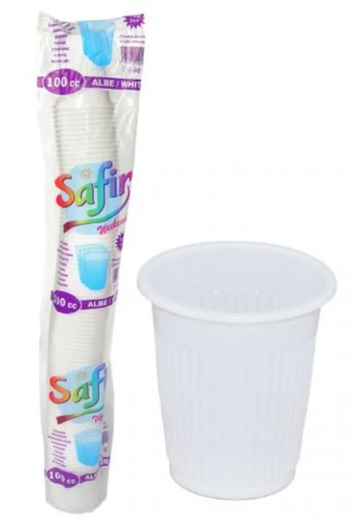 PAHAR PLASTIC ALB 100ML 100 BUC/SET